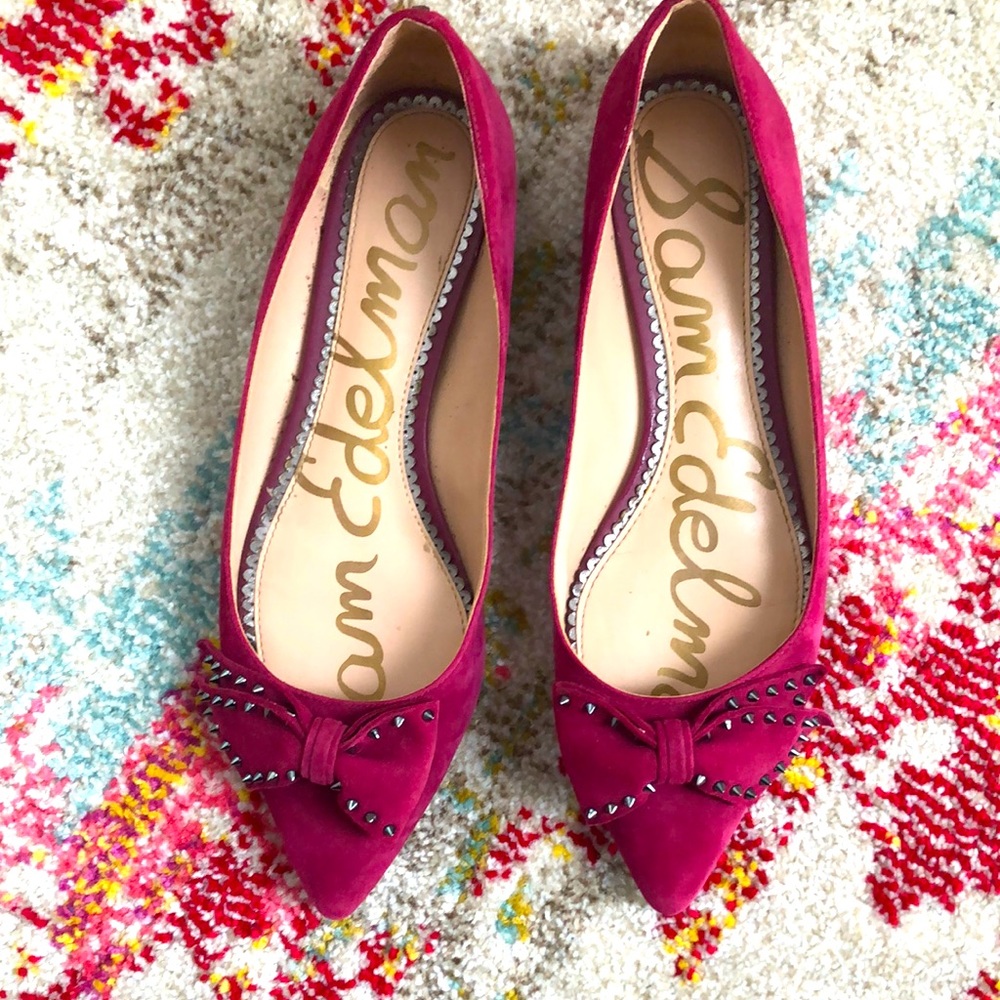 Sam Edelman Cranberry Bow Point Toe Flats US 9.5